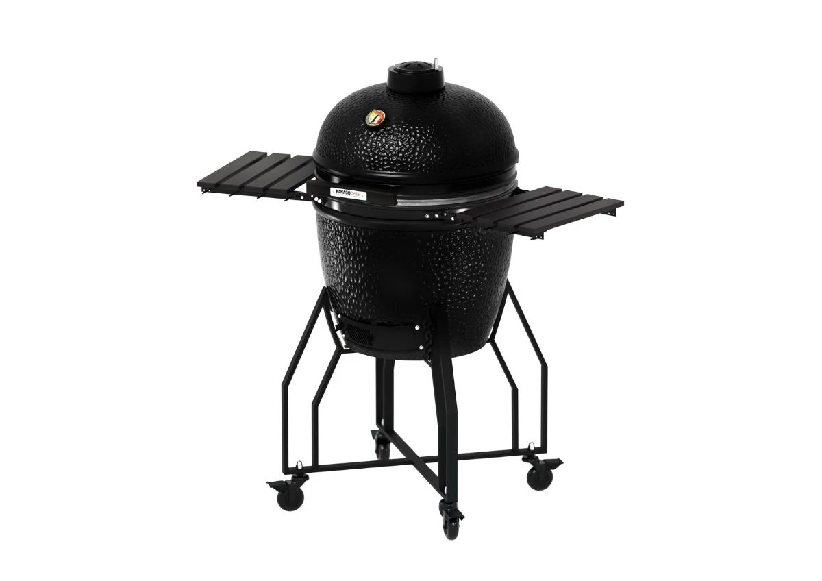 Kamado Chef 19 Shadow open with both shelves out