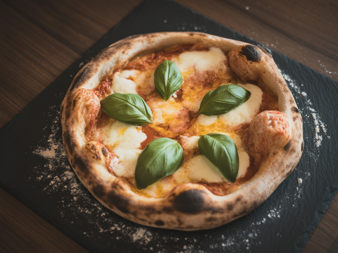 A wood-fired pizza